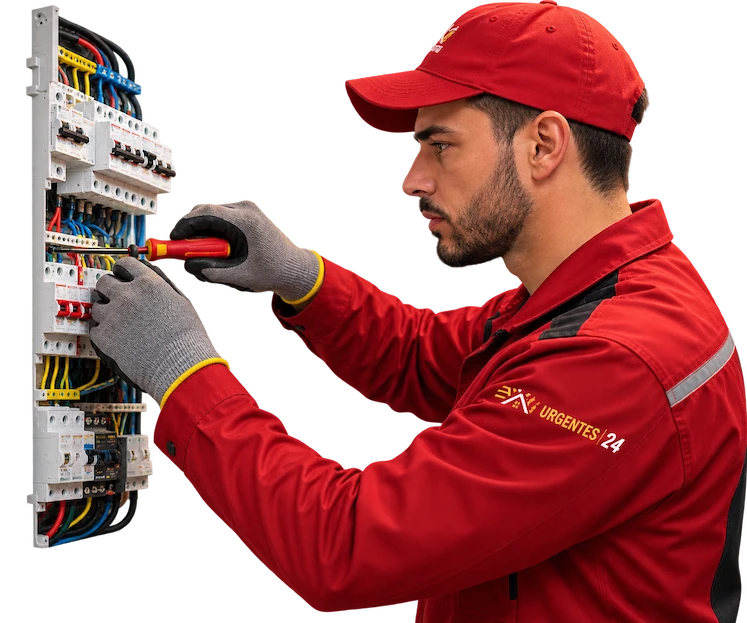 Electricista de Reparaciones Urgentes 24 trabajando en un cuadro eléctrico